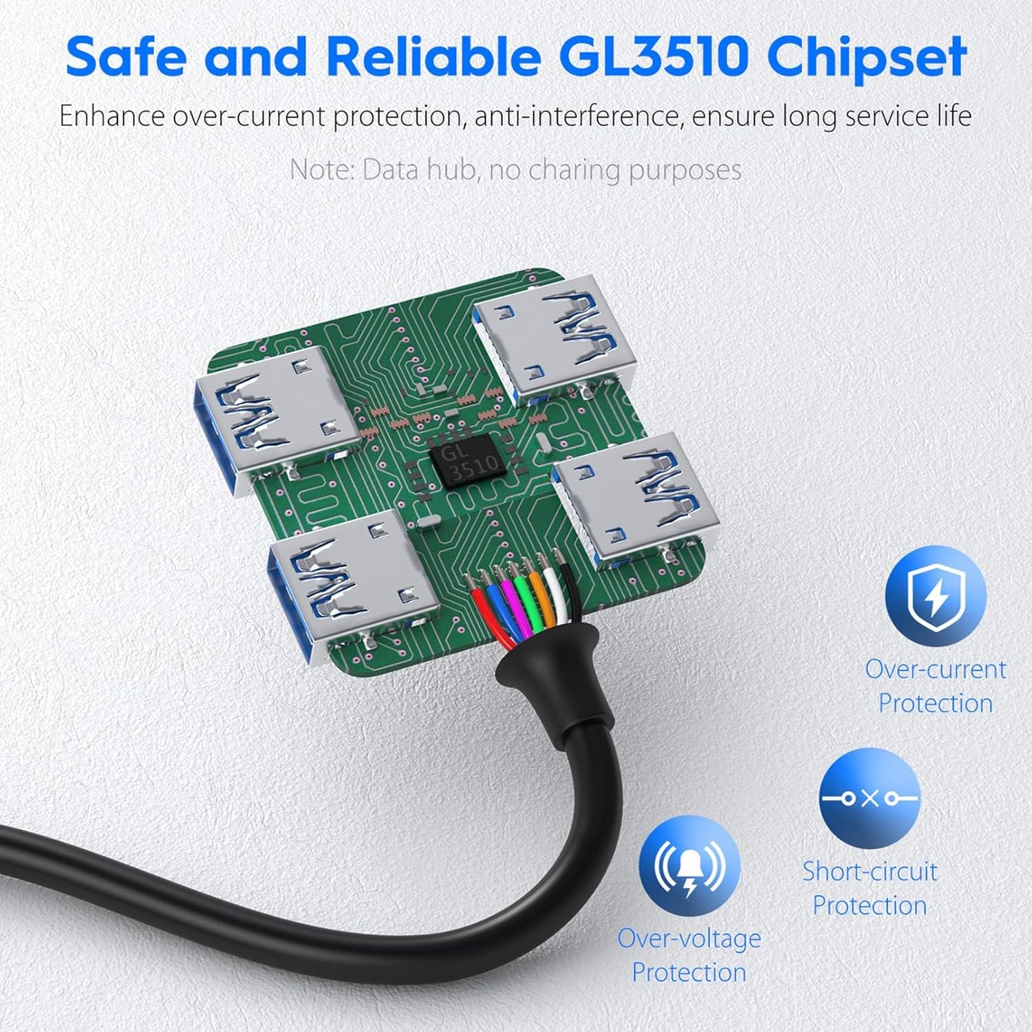 USB 3.0 Hub, 4 Ports USB Splitter Multiple Extender for Laptop, PC, Macbook, Mac Mini, Imac, Surface Pro, Mobile HDD