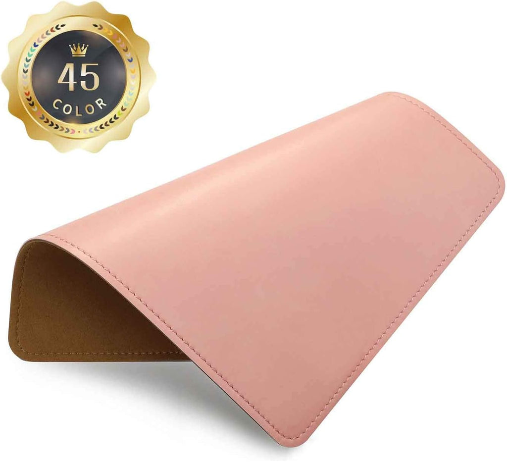PU Leather Mouse Pad with Stitched Edge Micro-Fiber Base - Non-Slip Waterproof, 8X11Inch (Light Pink)
