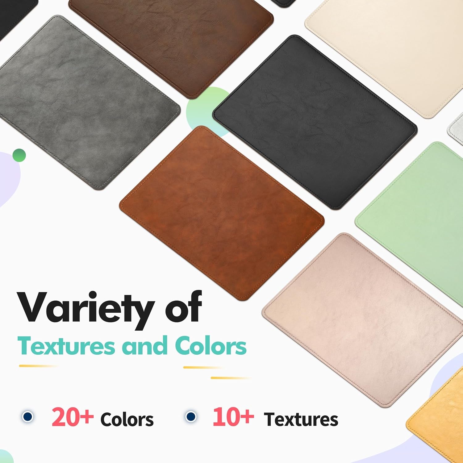 PU Leather Mouse Pad with Stitched Edge Micro-Fiber Base - Non-Slip Waterproof, 8X11Inch (Light Pink)