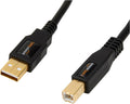 USB-A to USB-B 2.0 Cable for Printer or External Hard Drive, Computer Compatible, Gold-Plated Connectors, Black, 6 Foot